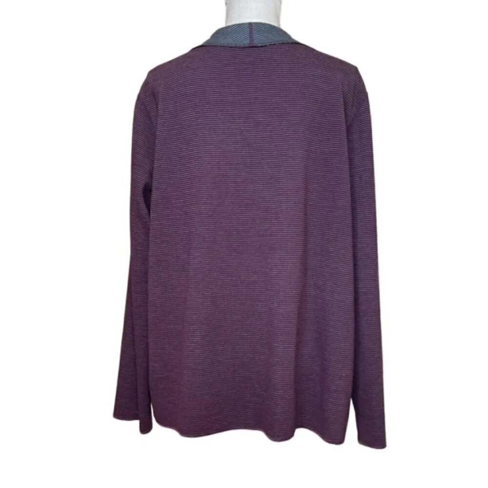 WEEKENDS BY CHICO'S Reversible Harvest Stripe Drape Front Sweater - Size XL